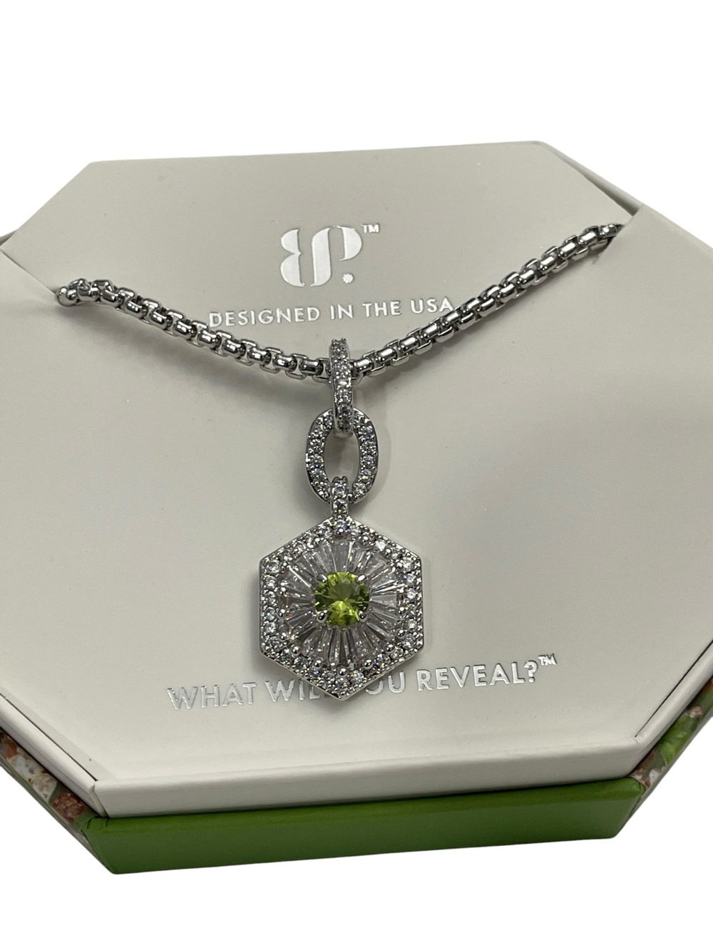 Bomb Party August 2025 - “Dreamy Moonlit Veil” Rhodium/ Peridot, New